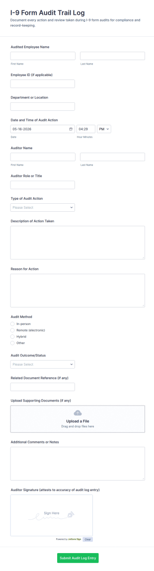 I 9 Form Audit Trail Log