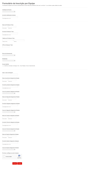 I Olimpíada Transdisciplinar Tecnológica Inscriçâo Por Equipe