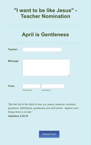 Teacher Nomination Form Template