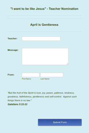 Teacher Nomination Form Template