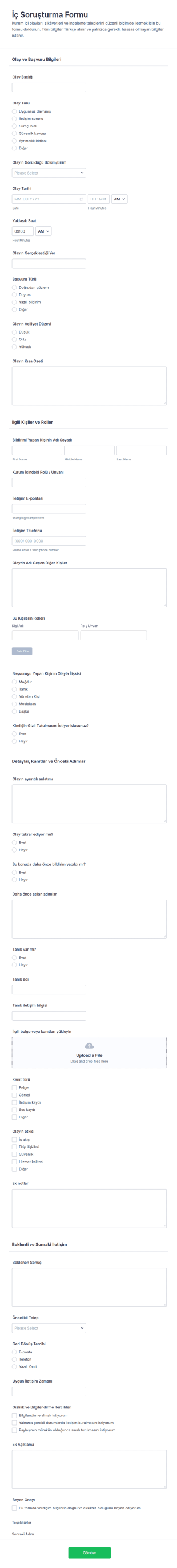 İç Denetim Form Şablonu