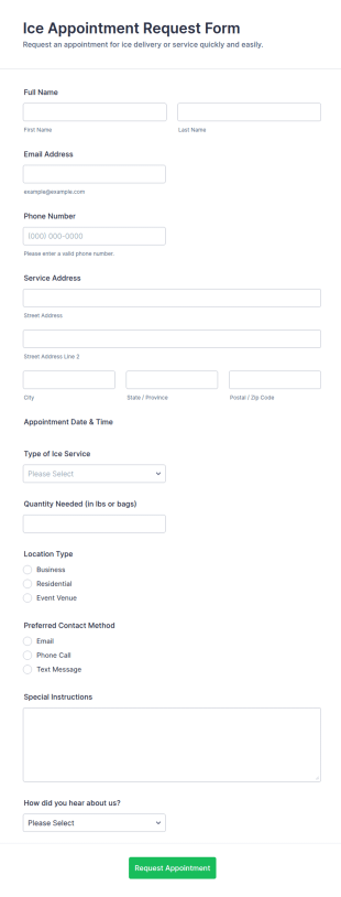 Ice Appointment Request Form Template