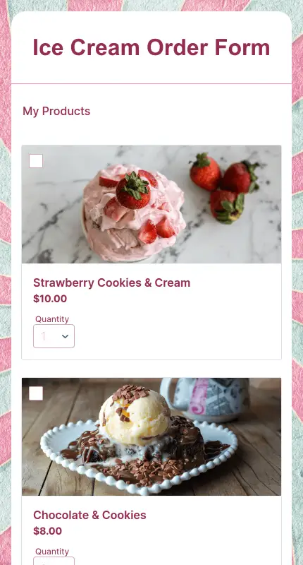あいすくりーむ様order made page Ice Cream Order Form Template | Jotform