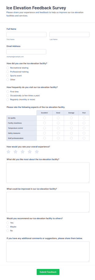 Ice Elevation Feedback Survey Form Template