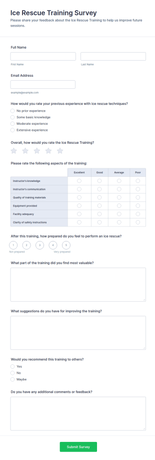 Ice Rescue Training Survey Form Template