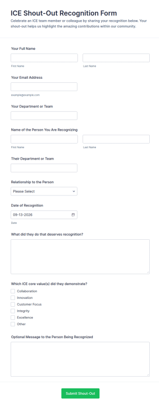 ICE Shout Out Recognition Form Template