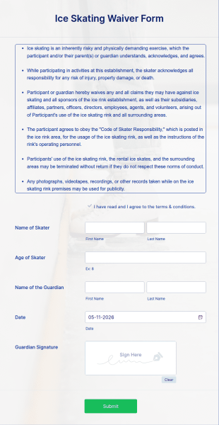 Ice Skating Waiver Form Template