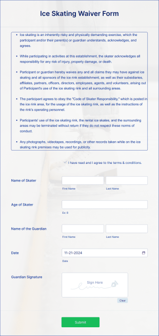Ice Skating Waiver Form Template