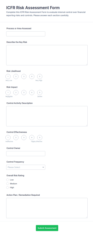 ICFR Risk Assessment Form Template