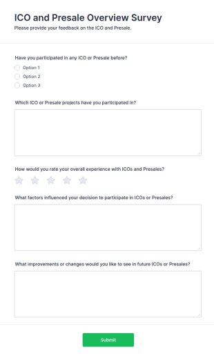 ICO And Presale Overview Survey Form Template