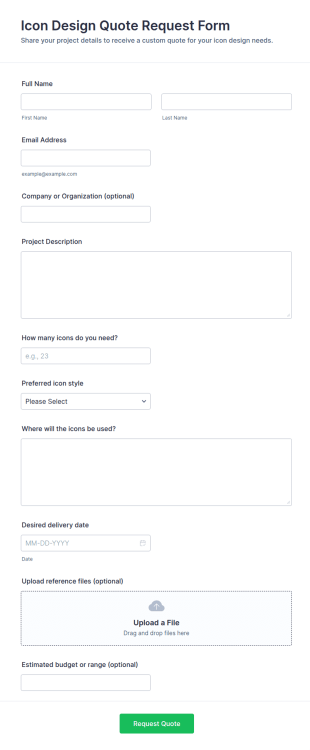 Icon Design Quote Request Form Template