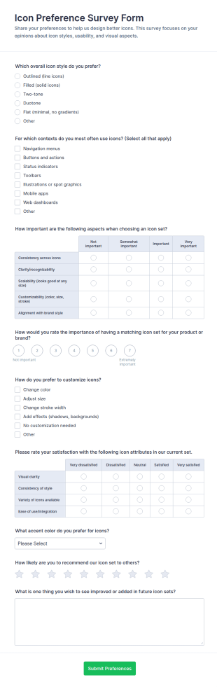 Icon Preference Survey Form Template