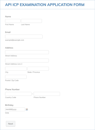 ICP Examination Application Form Template