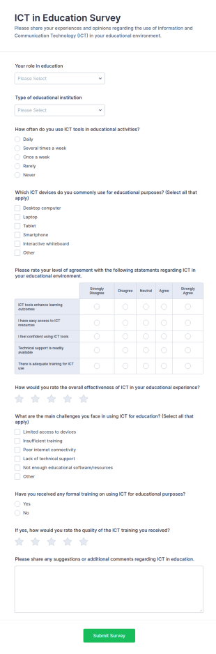 ICT In Education Survey Form Template