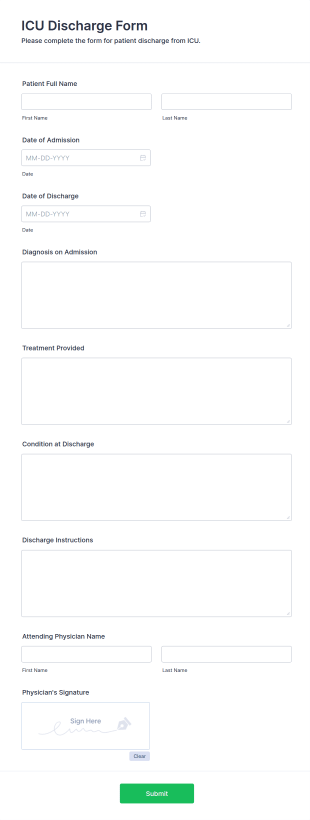 ICU Discharge Form Template