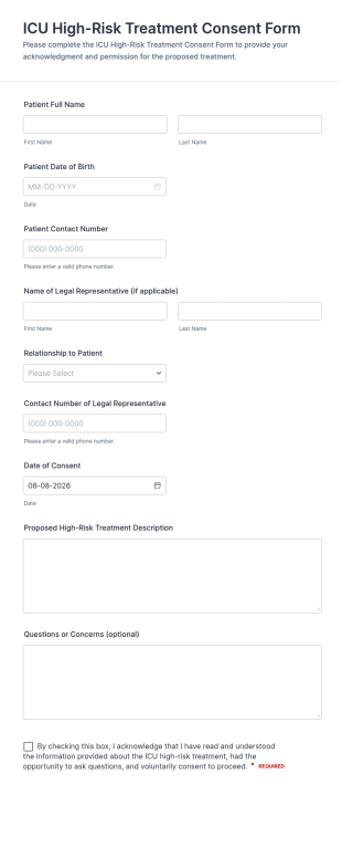 ICU High Risk Treatment Consent Form Template