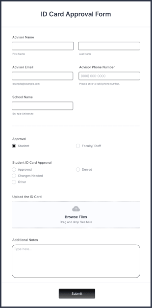 ID Card Approval Form Template