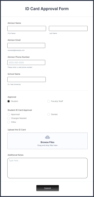ID Card Approval Form Template