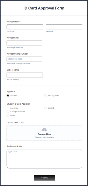 ID Card Approval Form Template