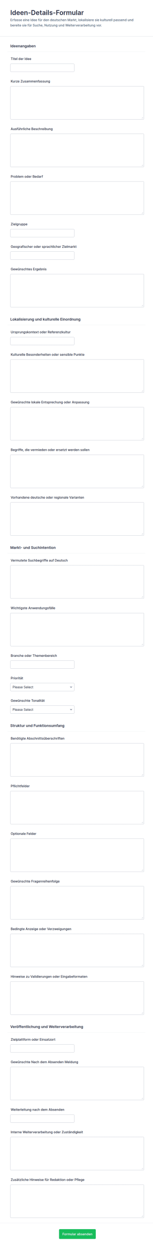 Ideen Details Formular