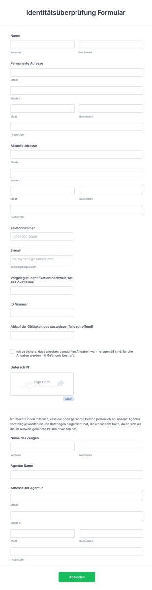 Identitätsüberprüfung Formular