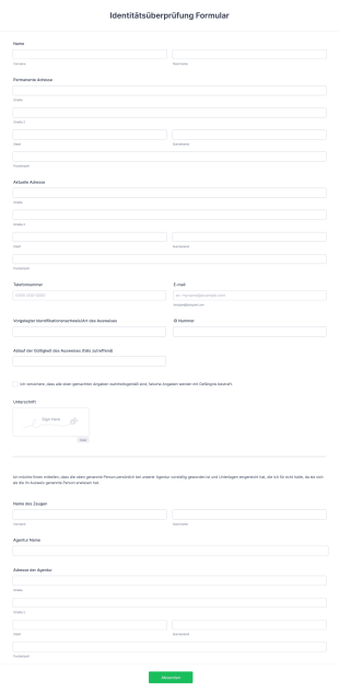 Identitätsüberprüfung Formular