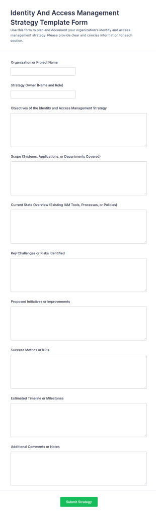 Identity And Access Management Strategy Template Form