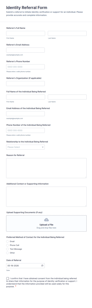 Identity Referral Form Template