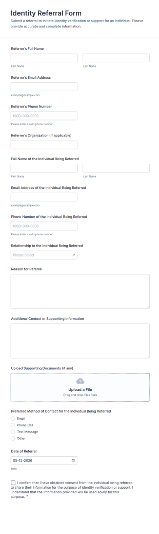 Identity Referral Form Template