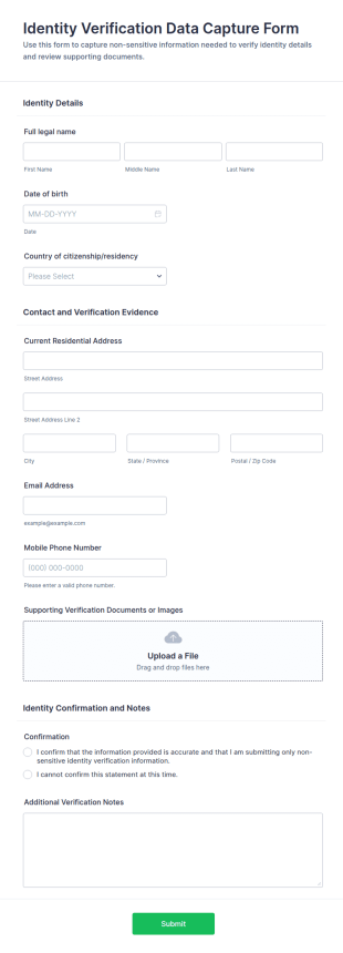 Identity Verification Data Capture Form Template