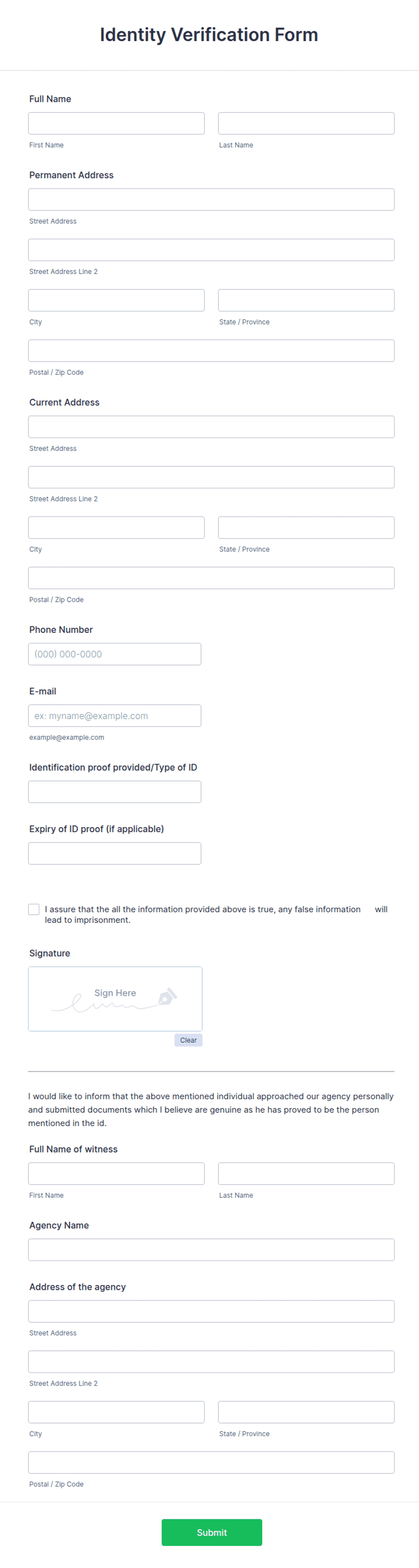 Identity Verification Form Template | Jotform