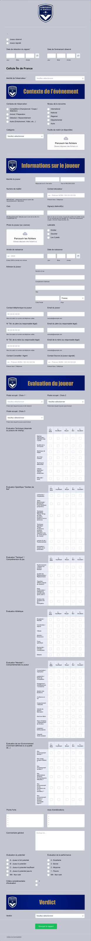 IDF Rapport De Joueur Recrutement Girondins De Bordeaux