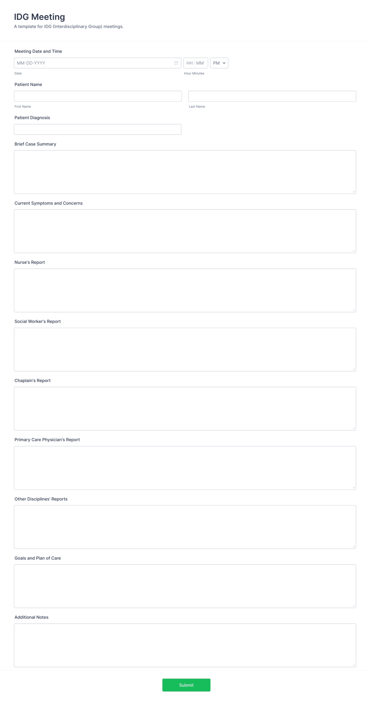 IDG Meeting Template Form Template | Jotform