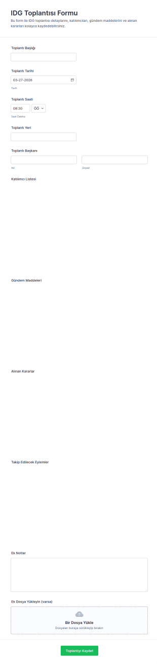 IDG Toplantısı Form Şablonu