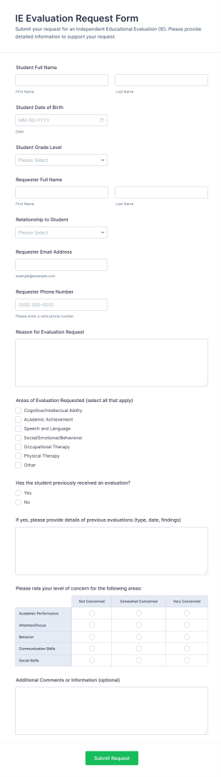 IE Evaluation Request Form Template