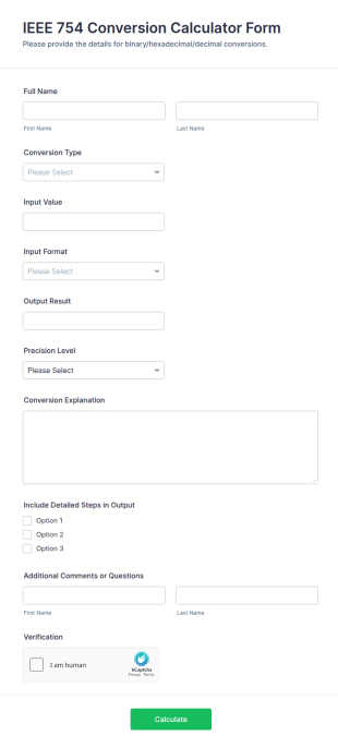 IEEE 754 Conversion Calculator Form Template