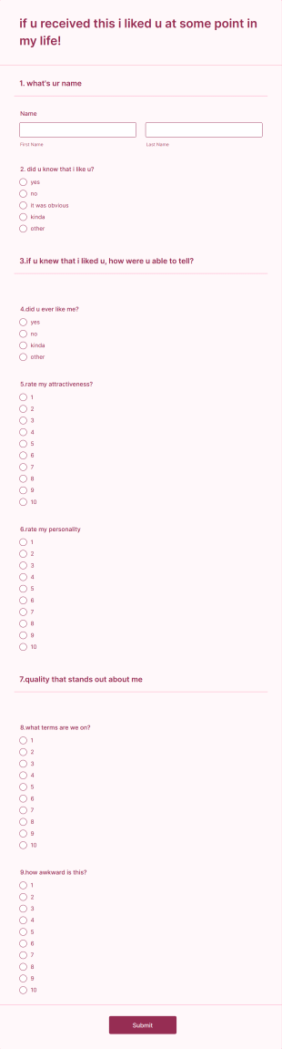 If U Received This I Liked U At Some Point In My Life. Form Template