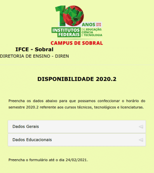 IFCE Sobral Disponibilidade