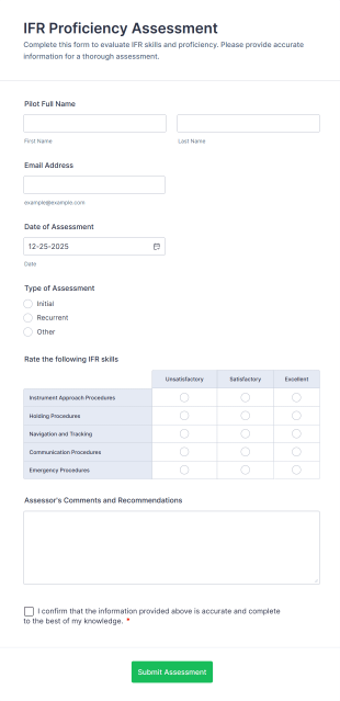 IFR Proficiency Assessment Form Template