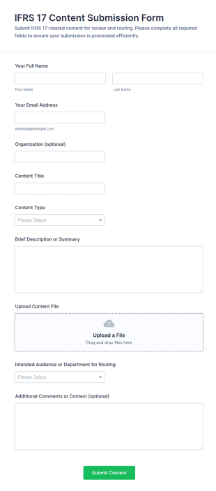 IFRS 17 Content Submission Form Template