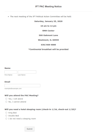 IFT PAC Meeting Notice Form Template