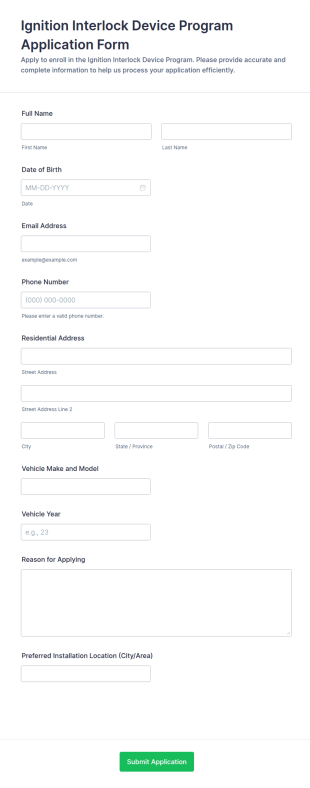 Ignition Interlock Device Program Application Form Template