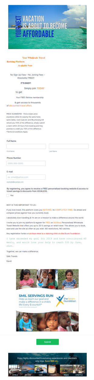 Wholesale Booking Platform Registration Form Template