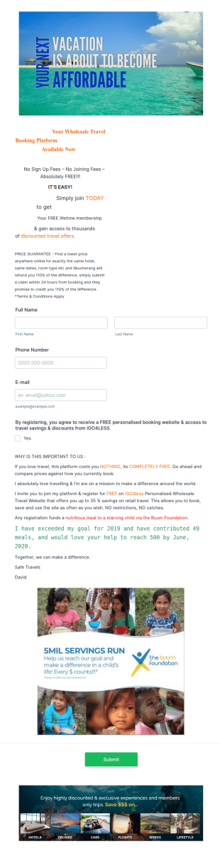 Wholesale Booking Platform Registration Form Template
