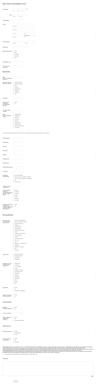 Ihonhoidon Konsultointilomake Form Template