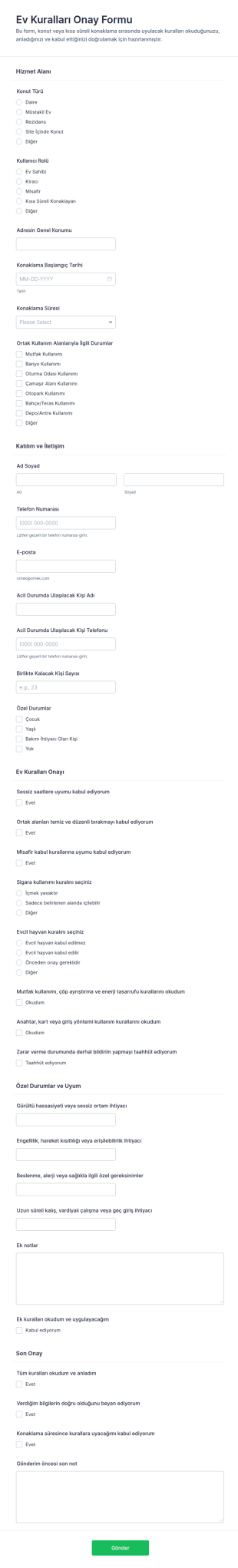 İkamet Kuralları Anlaşma Form Şablonu