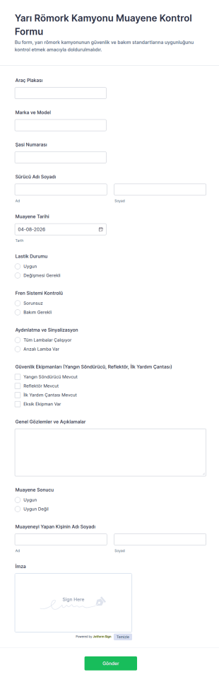 İkmal Kontrolü Formu 🚚 Form Şablonu