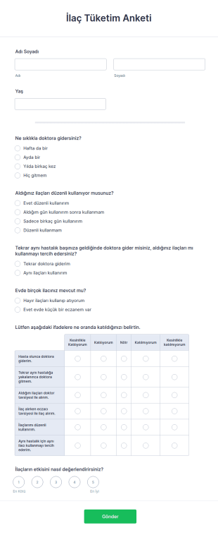 İlaç Tüketim Anketi Form Şablonu