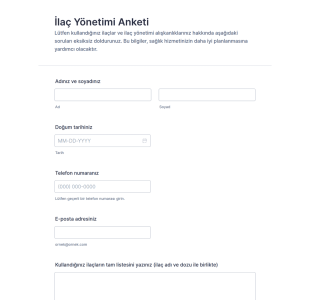 İlaç Yönetimi Anketi Form Şablonu