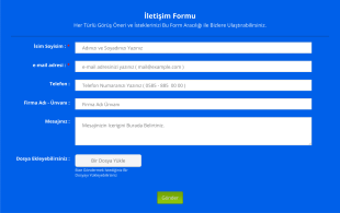 İletişim Formu Örneği Form Şablonu
